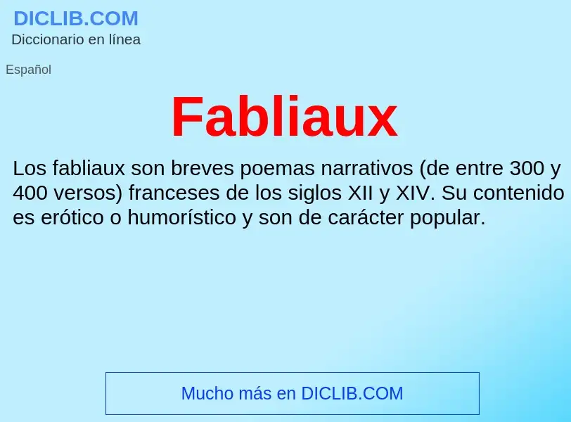 Che cos'è Fabliaux - definizione