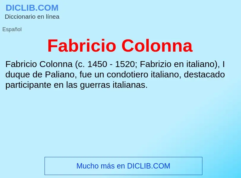 Che cos'è Fabricio Colonna - definizione