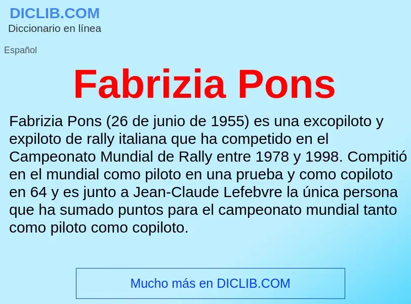 Che cos'è Fabrizia Pons - definizione