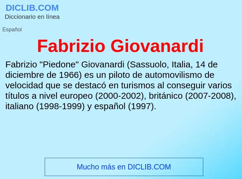 Che cos'è Fabrizio Giovanardi - definizione