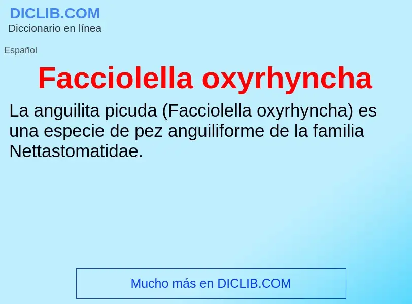 Che cos'è Facciolella oxyrhyncha - definizione