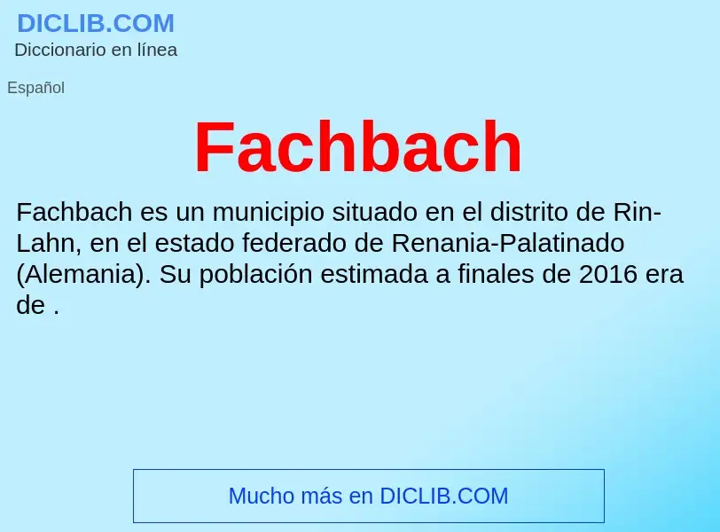 Che cos'è Fachbach - definizione