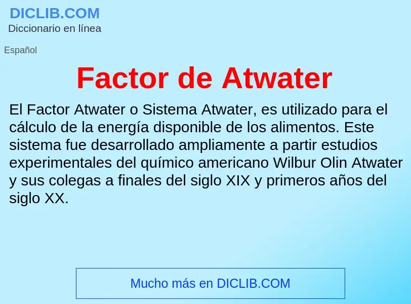 Che cos'è Factor de Atwater - definizione