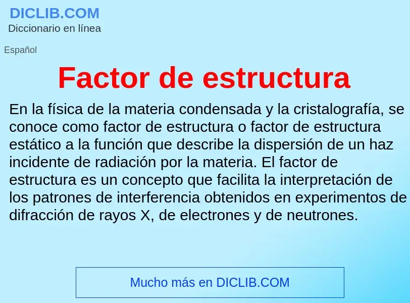 Che cos'è Factor de estructura - definizione