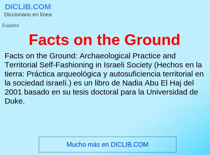 Che cos'è Facts on the Ground - definizione