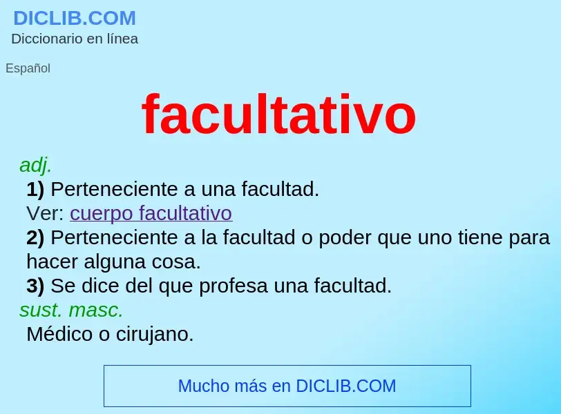 What is facultativo - meaning and definition