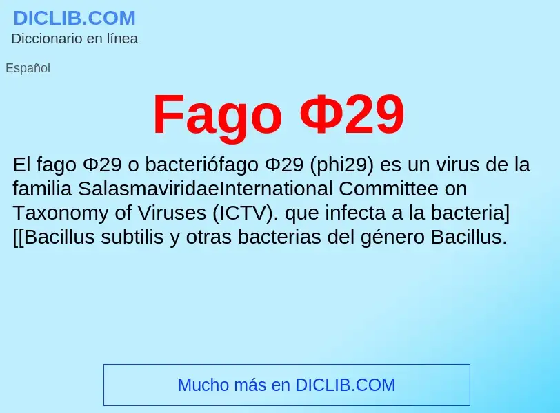 Che cos'è Fago Φ29 - definizione