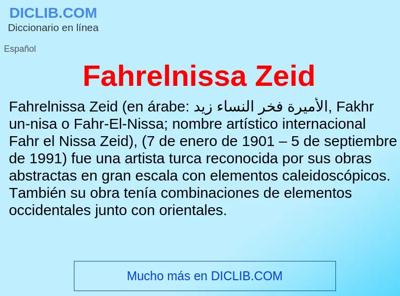 Che cos'è Fahrelnissa Zeid - definizione