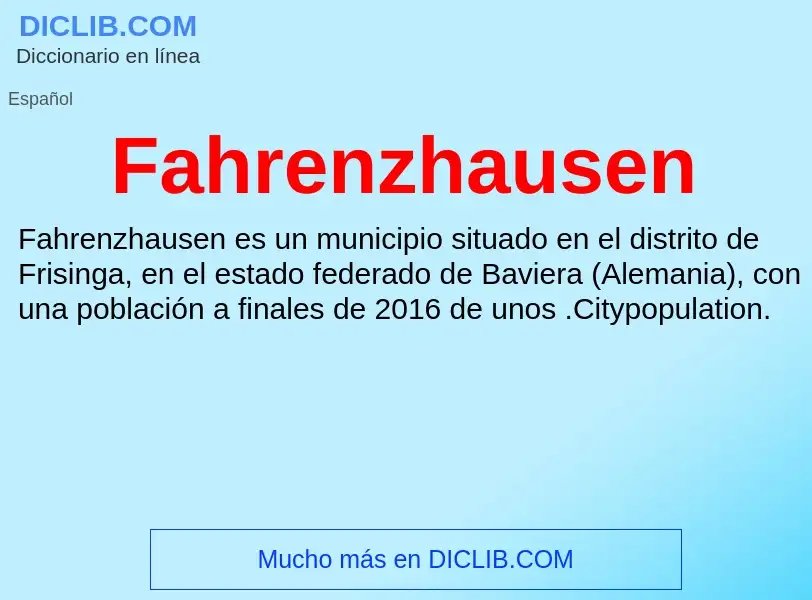 Che cos'è Fahrenzhausen - definizione