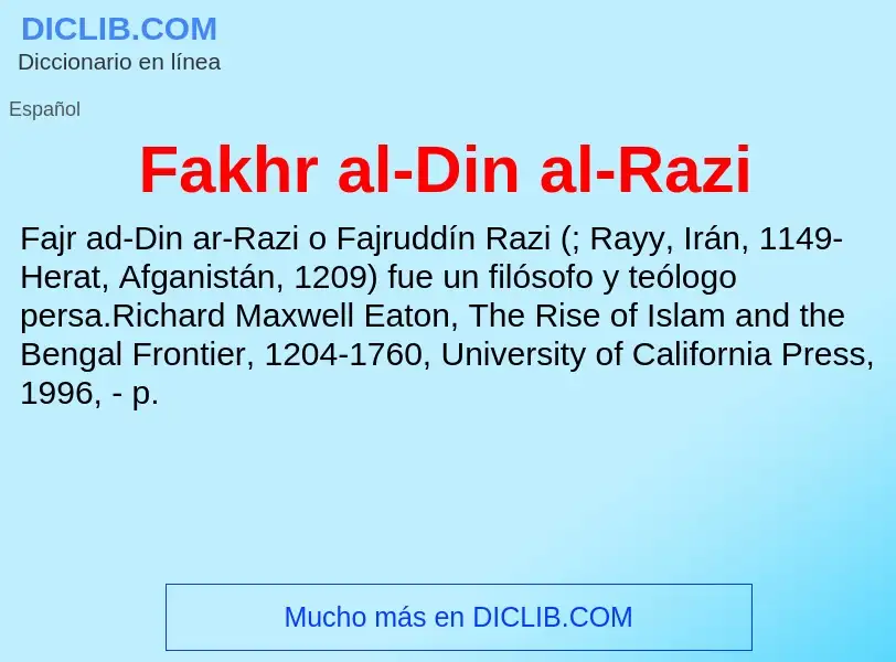 Che cos'è Fakhr al-Din al-Razi - definizione