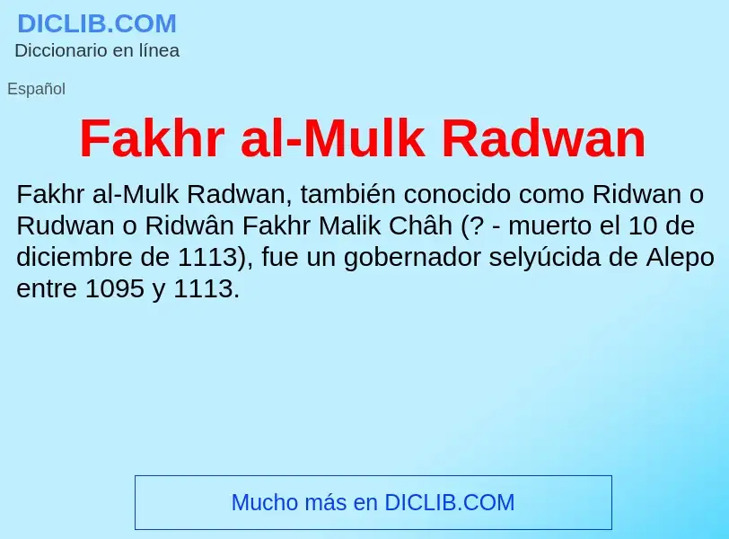 Che cos'è Fakhr al-Mulk Radwan - definizione