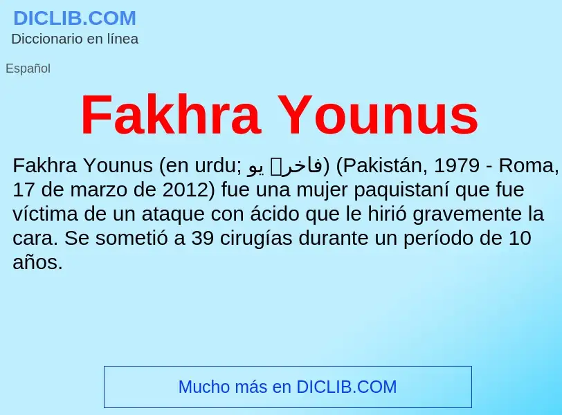 Che cos'è Fakhra Younus - definizione