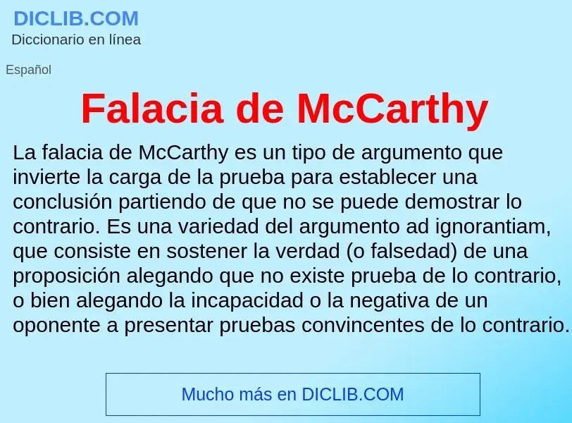 Che cos'è Falacia de McCarthy - definizione