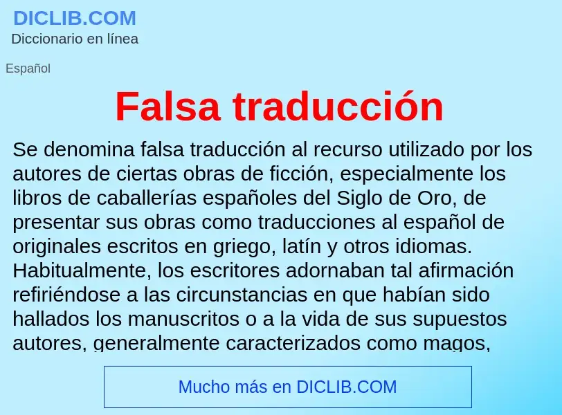 Wat is Falsa traducción - definition