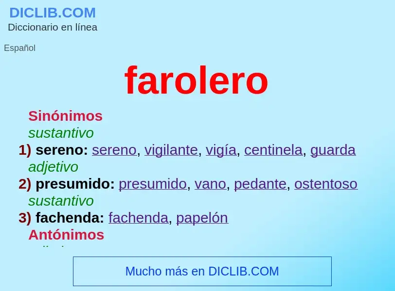 What is farolero - meaning and definition