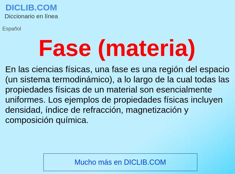 What is Fase (materia) - definition