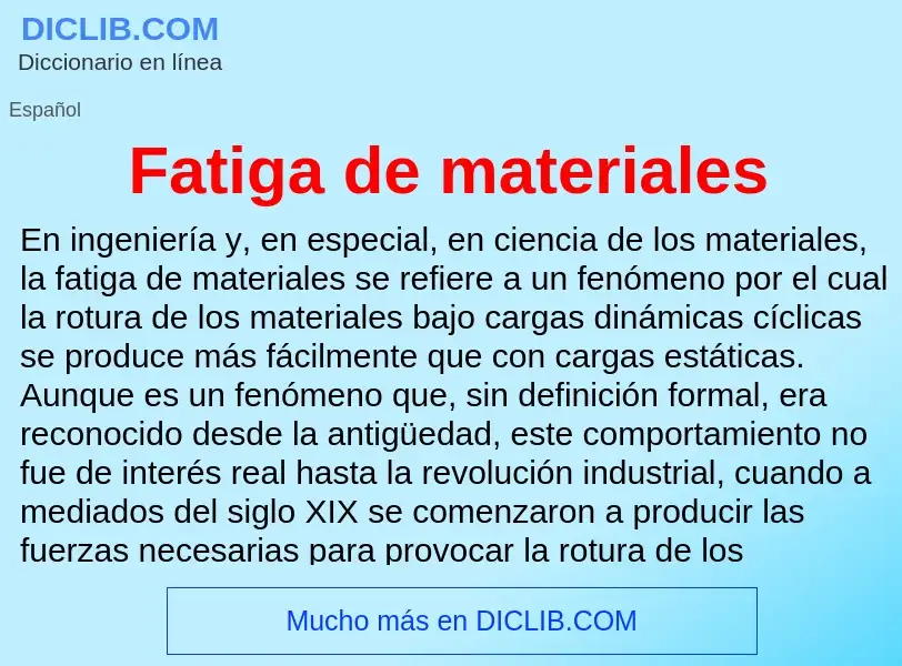 ¿Qué es Fatiga de materiales? - significado y definición