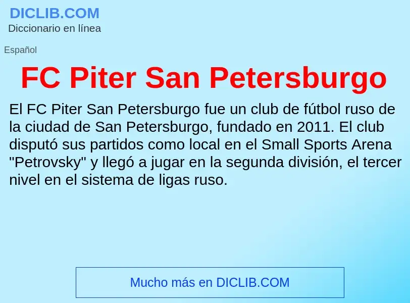 What is FC Piter San Petersburgo - meaning and definition