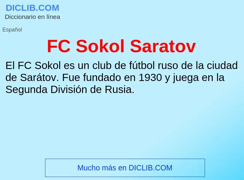 O que é FC Sokol Saratov - definição, significado, conceito