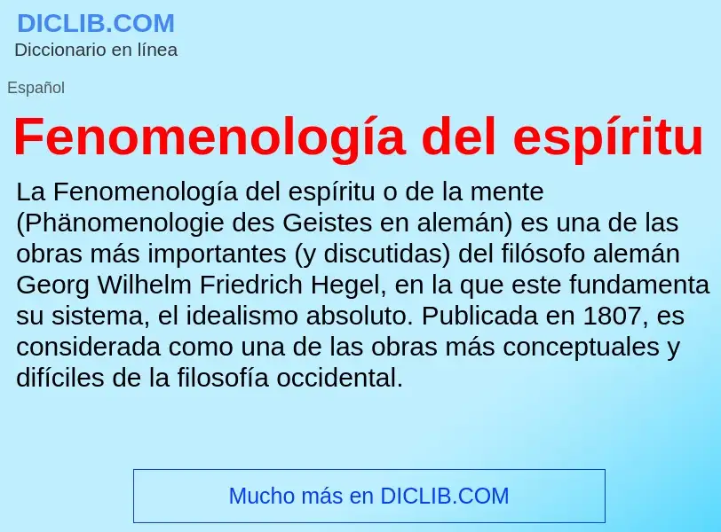 What is Fenomenología del espíritu - definition