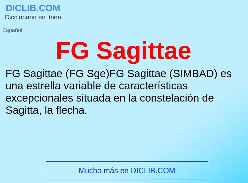 ¿Qué es FG Sagittae? - significado y definición