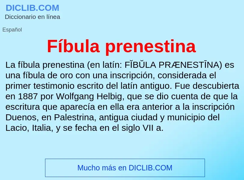 What is Fíbula prenestina - definition