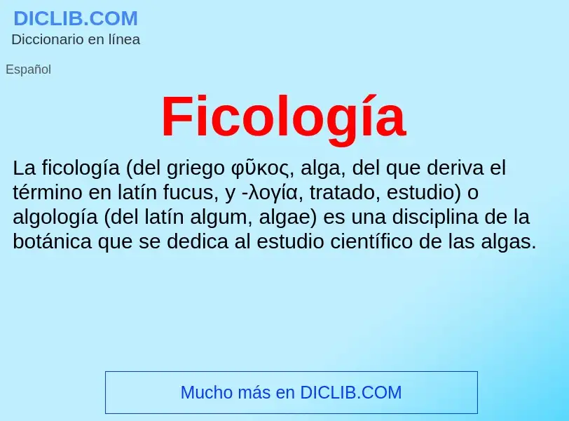 ¿Qué es Ficología? - significado y definición