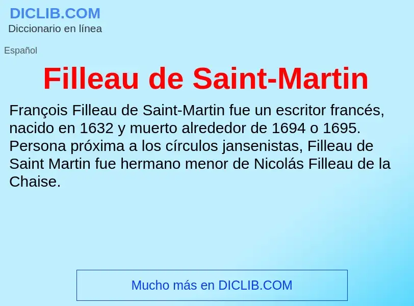 ¿Qué es Filleau de Saint-Martin? - significado y definición