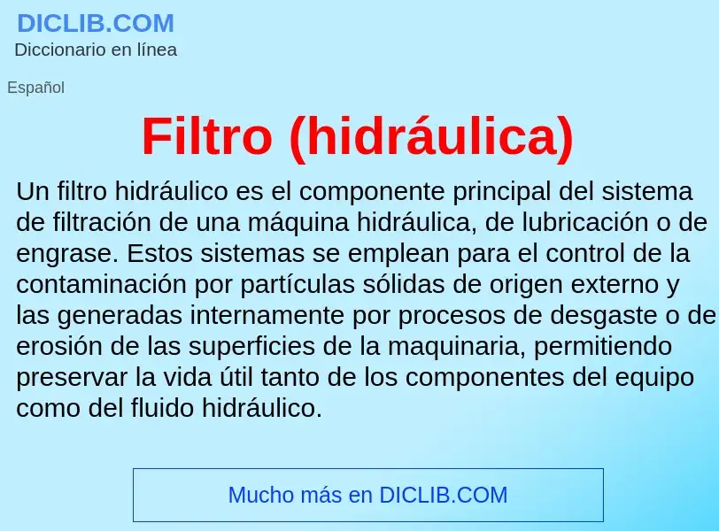 Wat is Filtro (hidráulica) - definition