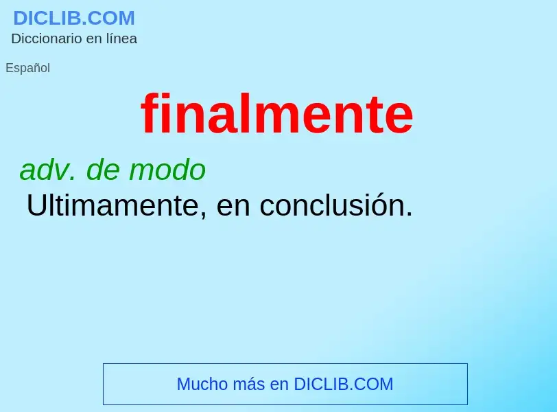 What is finalmente - definition