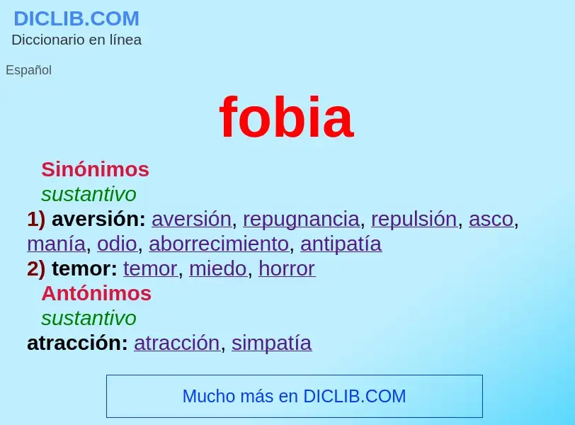 ¿Qué es fobia? - significado y definición