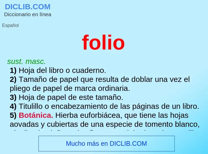 ¿Qué es folio? - significado y definición