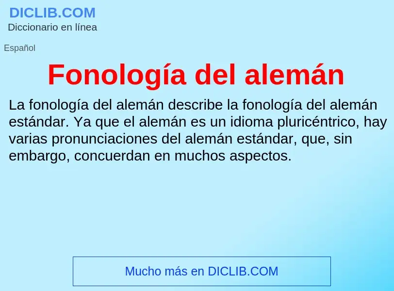 ¿Qué es Fonología del alemán? - significado y definición