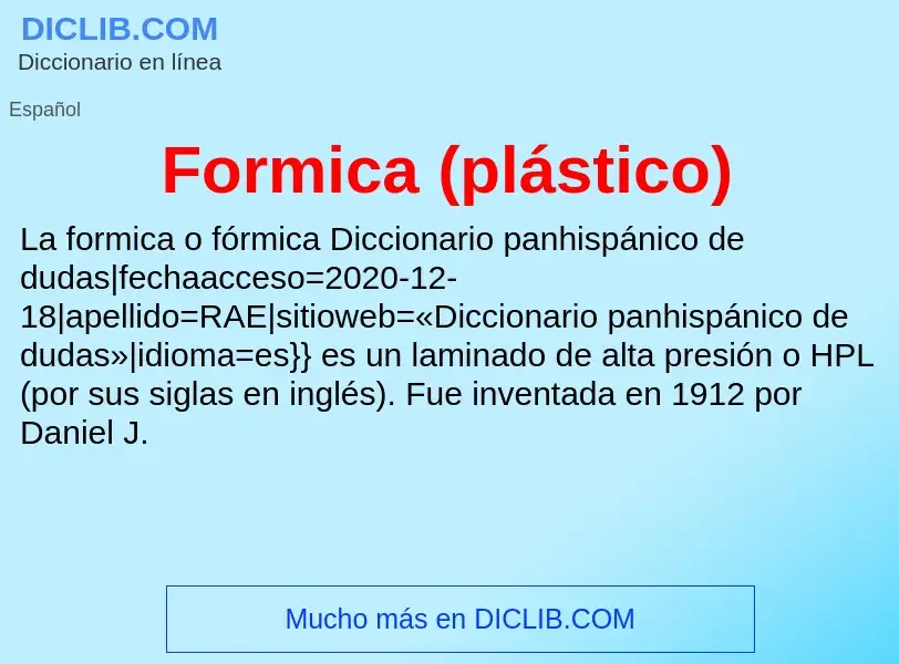 ¿Qué es Formica (plástico)? - significado y definición