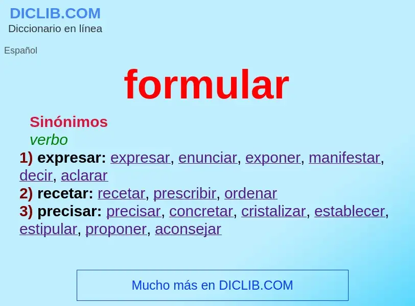 What is formular - meaning and definition