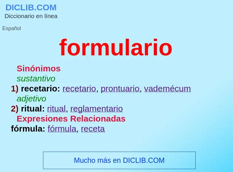 What is formulario - meaning and definition