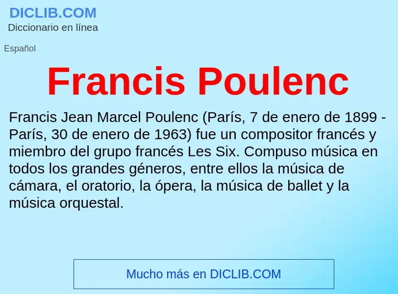 ¿Qué es Francis Poulenc? - significado y definición