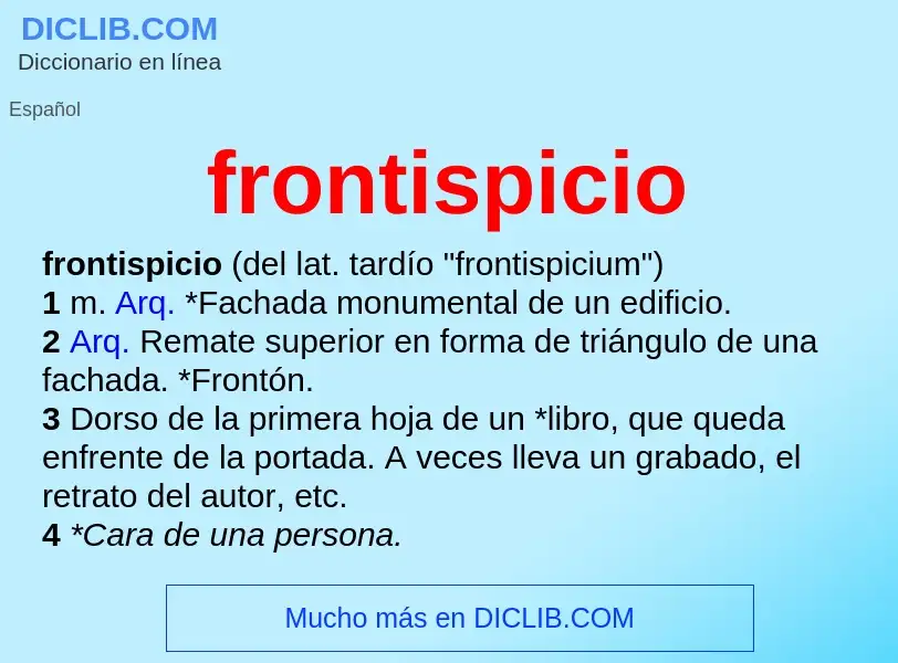 What is frontispicio - meaning and definition