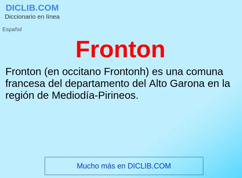 ¿Qué es Fronton? - significado y definición