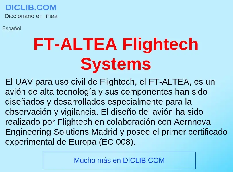 Qu'est-ce que FT-ALTEA Flightech Systems - définition