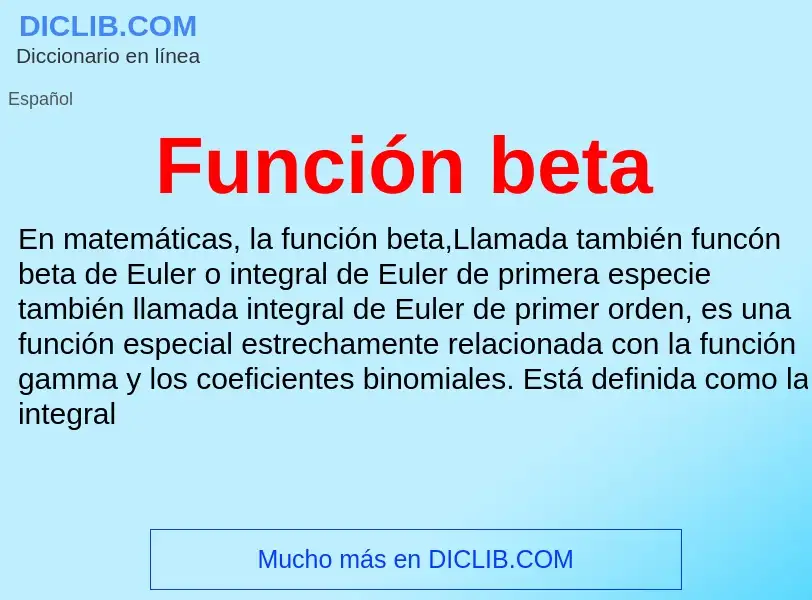 ¿Qué es Función beta? - significado y definición