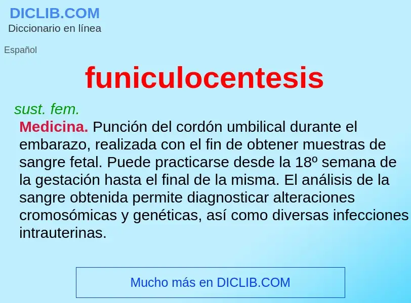 ¿Qué es funiculocentesis? - significado y definición