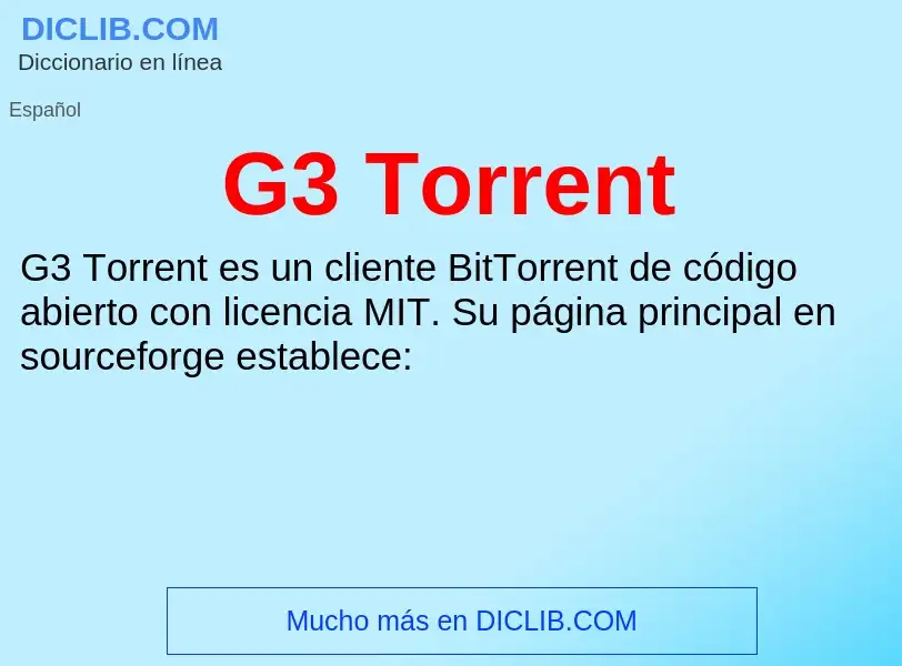 What is G3 Torrent - meaning and definition