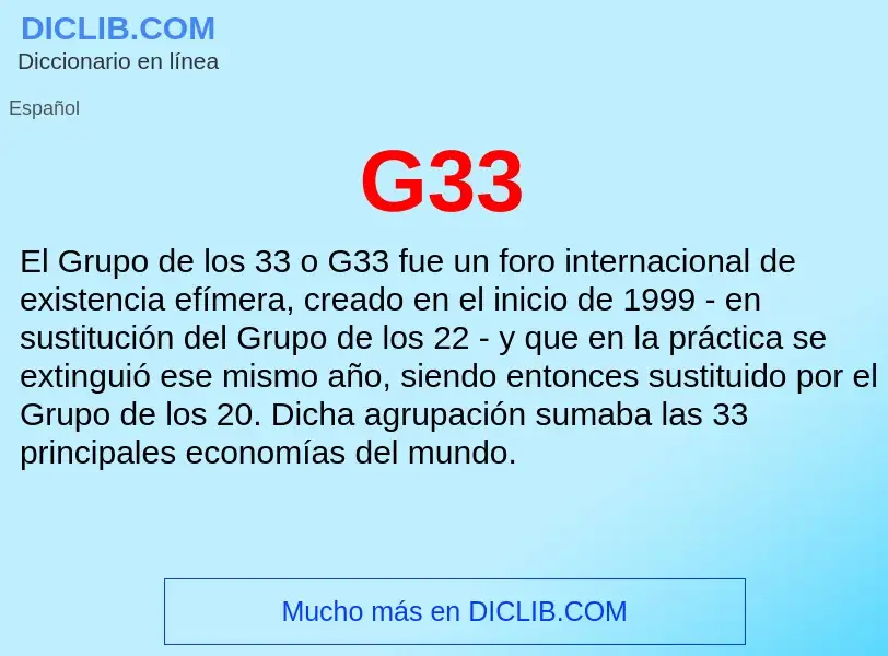 What is G33 - meaning and definition