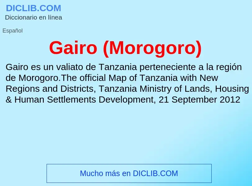 Что такое Gairo (Morogoro) - определение