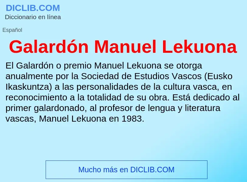 Что такое Galardón Manuel Lekuona - определение