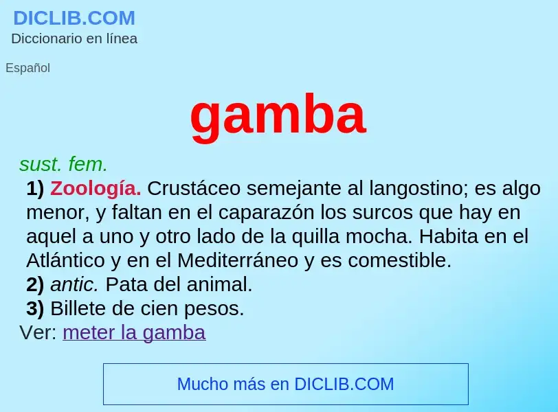 ¿Qué es gamba? - significado y definición