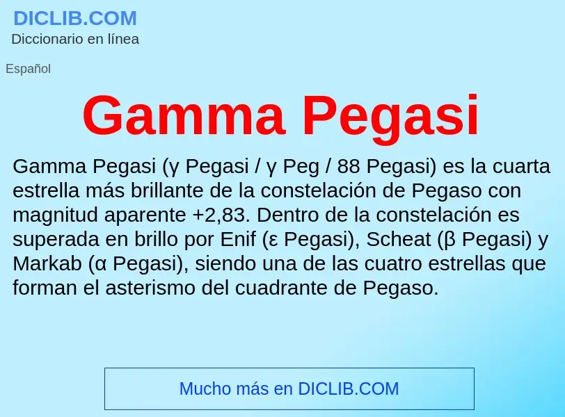 ¿Qué es Gamma Pegasi? - significado y definición