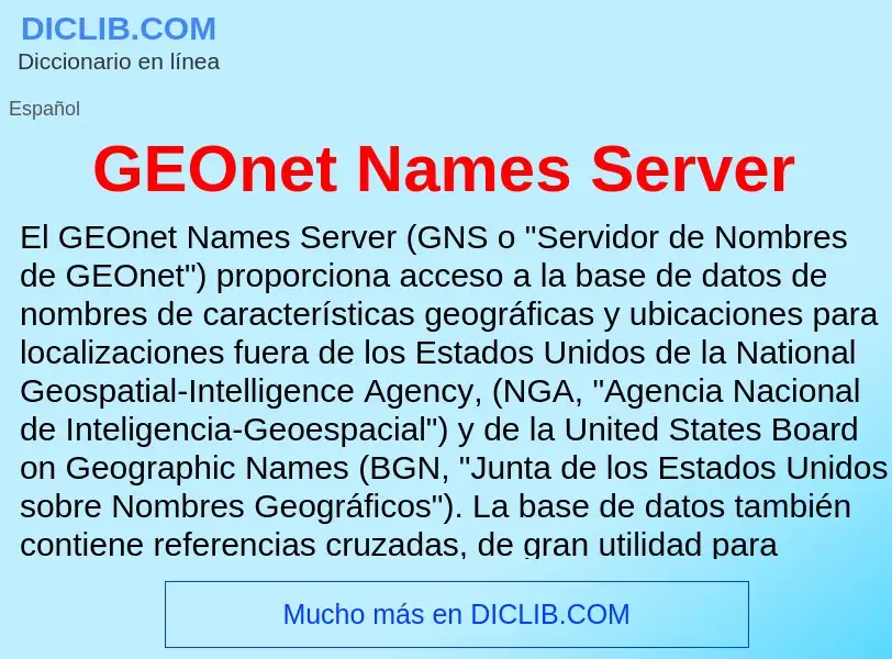 Wat is GEOnet Names Server - definition