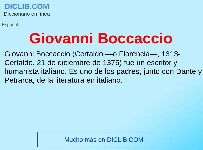 Che cos'è Giovanni Boccaccio - definizione